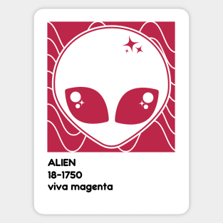 Kawaii Alien Viva Magenta Sticker